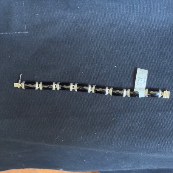 Elegant Vintage .925 Sterling Silver Faceted Onyx Womens Bracelet Secure Clasp - Picture 12 of 12